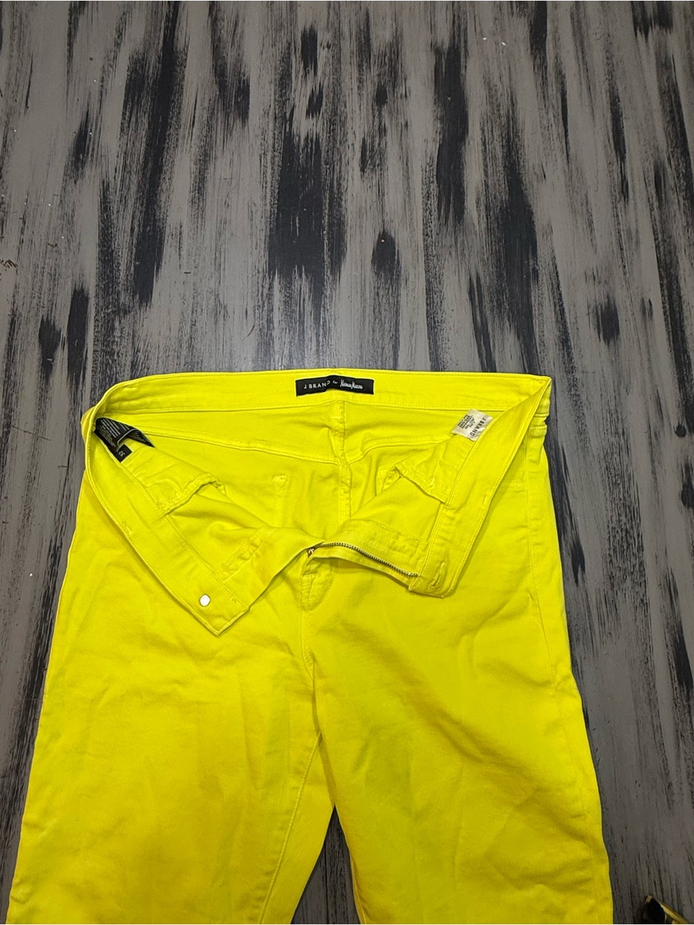 J BRAND Yellow Cropped Skinny Jeans Raw Fringe Hem Lemongrass Canary Denim 32 - Picture 13 of 15